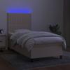 Box Spring Bed with Mattress & LED Cream 90x200 cm Fabric