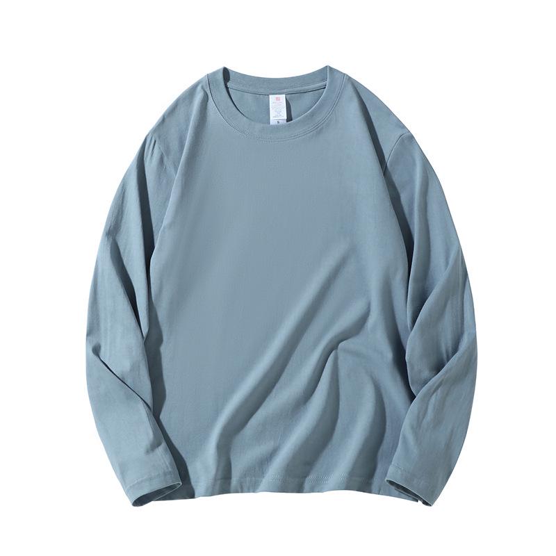 Men's Heavyweight 220g Cotton Long Sleeve Crew Neck T-Shirt, Available In 24 Solid Colors