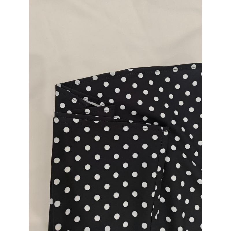 Vestito Mini Casual da Donna alla Moda a Pois con Intagli e Maniche a Sbuffa a Manica Corta con Collo Alto