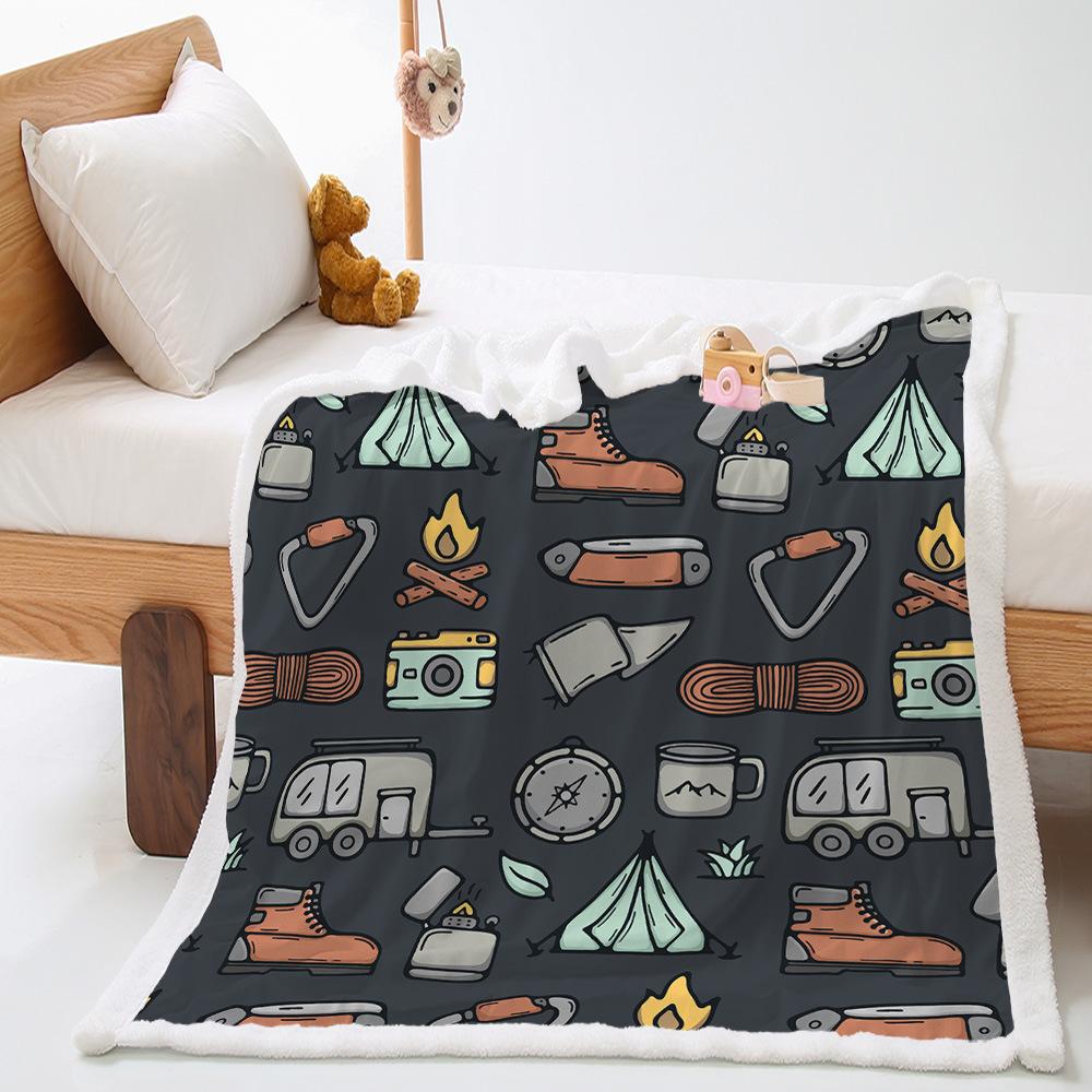 Blanket 2D Digital Printing Lamb Fleece Crystal Fleece Travel Camping Blanket Blanket