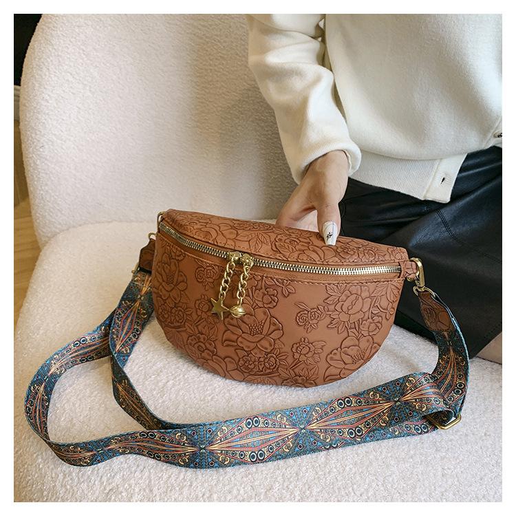 Designer Einfache Hüfttasche Damen Brusttasche Geldbörse Freizeit Gürteltasche Mode Bauchtasche Leder Blumen Damen Schulter Umhängetasche