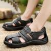 Summer Closed Toe Leather Sandals for Men New Outdoor Non-slip Leisure Beach Shoes Fashion Breathable Light Men's Wedge Sandals