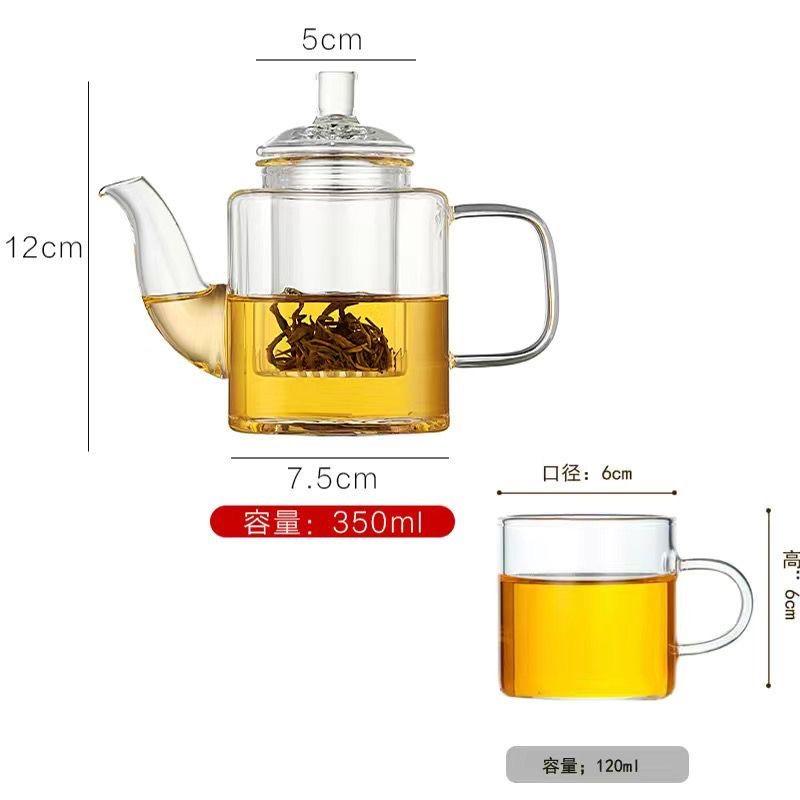 Premium Chinese Square Glass Teapot – Explosion-Proof, Heat-Resistant, Tea-Water Isolation