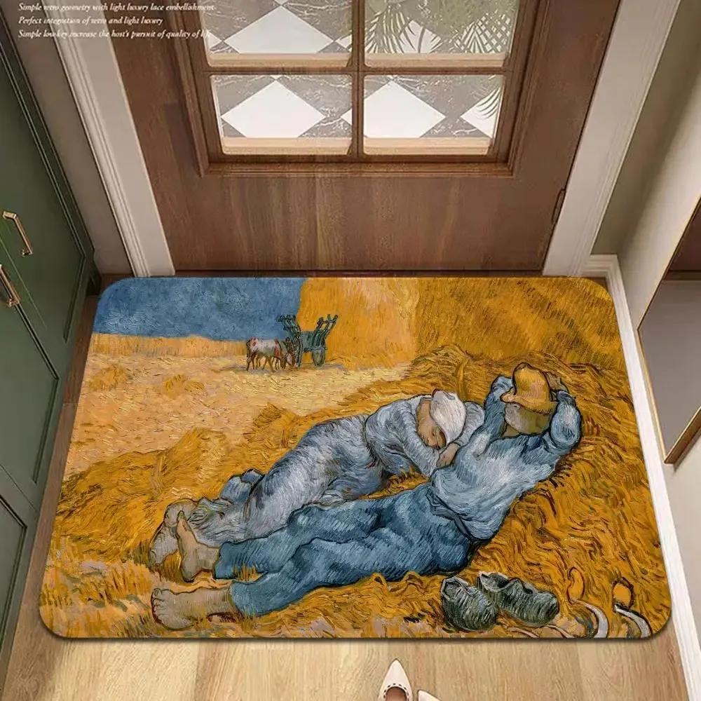 Van Gogh Art Door Mat Wrinkle-Resistant Doormat Hallway Indoor Entrance Floor Decorative Washable Carpet Non-slip Easy Clean Rug