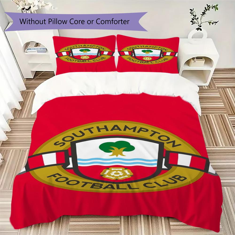 Southampton FC Muster Bettwäsche Steppdecken-Set Bettbezug Kissenbezug Heimdekoration Geburtstagsgeschenk (1 * Bettbezug + 2 * Kissenbezug ohne Füllung)