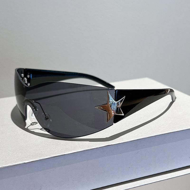 Vintage Punk Brand Designer Rimless Sunglasses Women Star Sun Glasses For Men Uv400 Sport Goggles One Piece Trending Shades