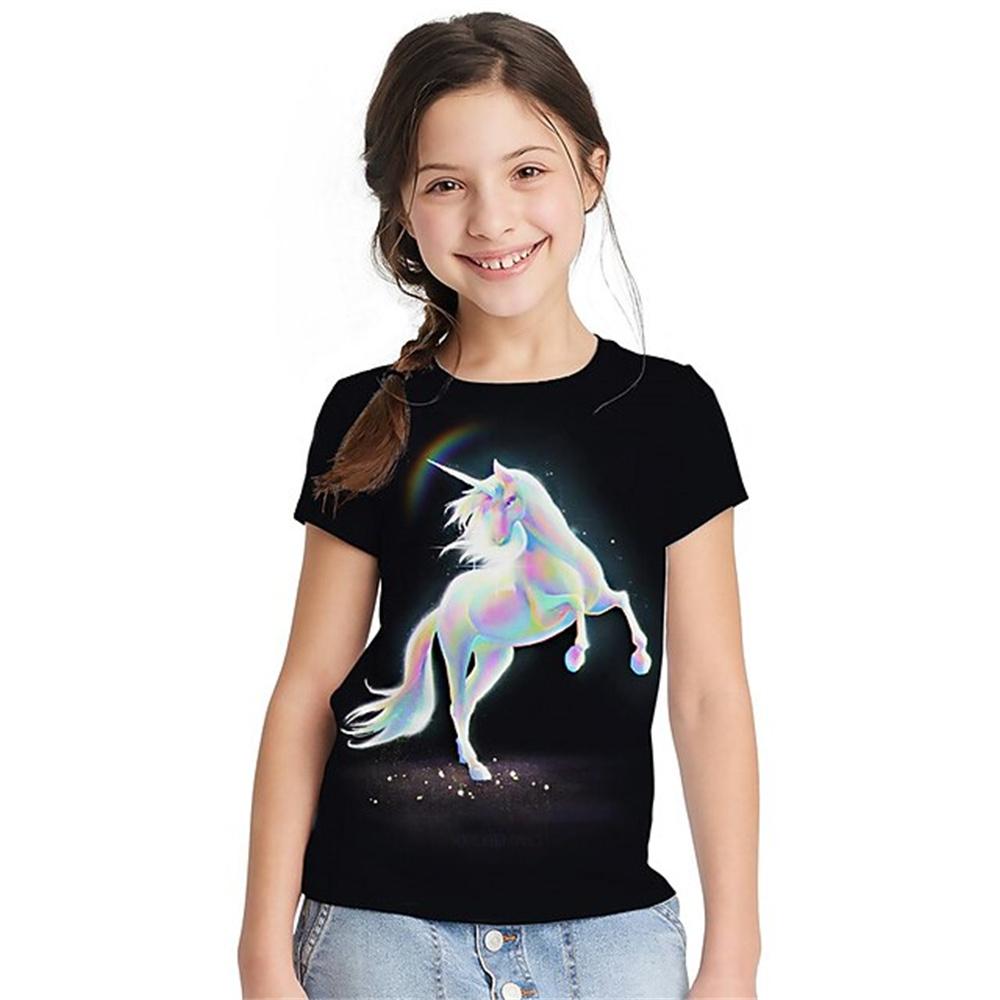 Clothes for Girls From 9 To 12 Years Unicorn Tshirt for Kids Summer Short Sleeve Kawaii T-Shirts