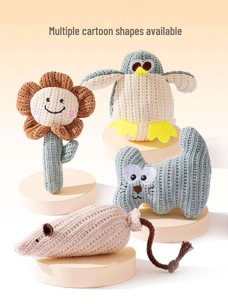 Adorable Catnip Toy for Self-Playing Kittens - Silent Cartoon Teething Toy