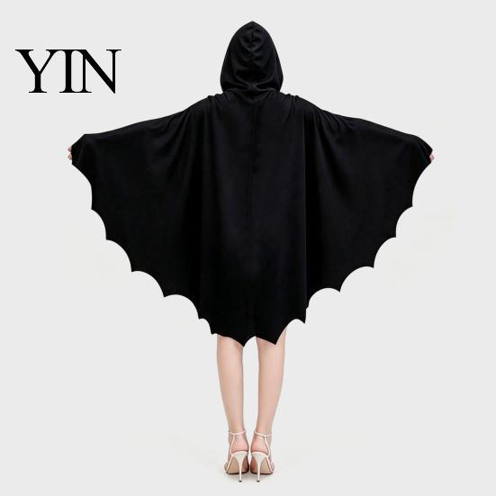 Durable Repeated Use Costume Halloween Bat Wing Cape, Adult Kids Hooded Family Matching Apparel Cosplay Cloak for Festive Party Outfit Creative