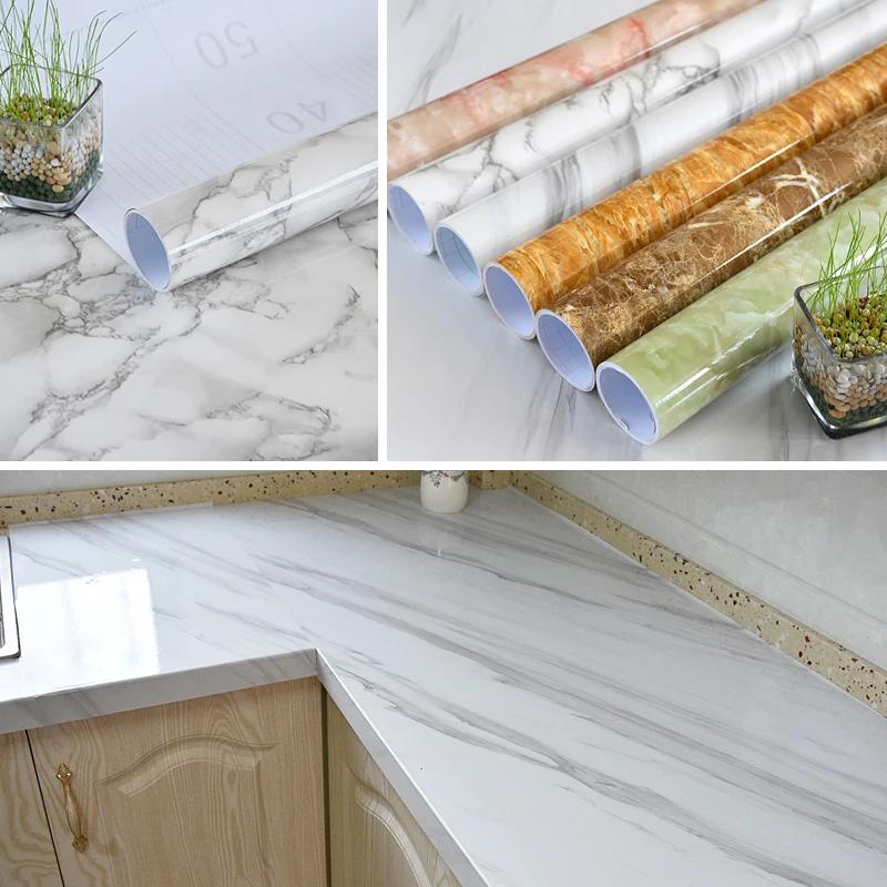 DIY Marble Decorative Film Bathroom Self Adhesive Wall Paper Furniture Renovation Kitchen Countertop Waterproof Wallpaper