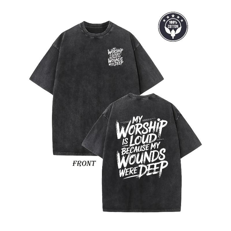 

Men s Vintage Christian Faith T-Shirt My Worship Is for God Heavyweight Oversized for Church Services, Casual Wear, Relaxed Fit, Crew Neck 5XL чорний