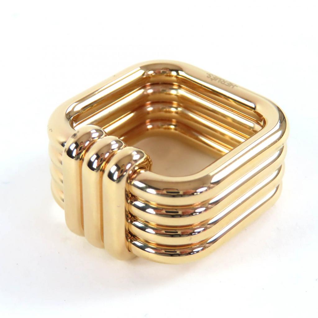 Ausgezeichneter HERMES Schalring Ruban Quadratischer Schalclip Accessoires Gold Damen Gebraucht
