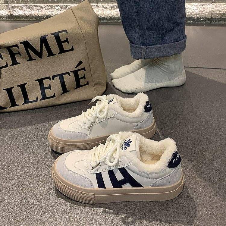 Women's Plus Velvet Thickened Winter Canvas Trainers with Soft Soles