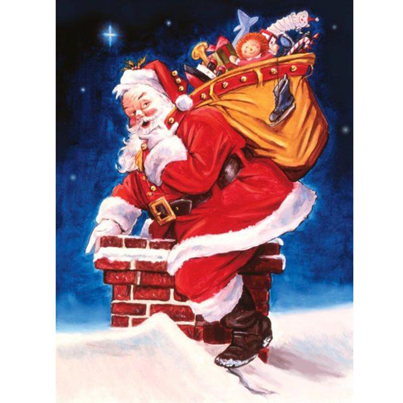 

DIY 5D алмазная живопись Санта-Клаус мультфильм полная круглая дрель Алмазная вышивка Рождество зима снег вышивка крестиком домашний декор Full Round 20x30CM