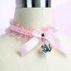 Choker in Pizzo con Campanellino Gatto Dolce Carino Gotico Choker Staccabile Cosplay Festa Gioiello Regolabile Nero Rosa Bianco