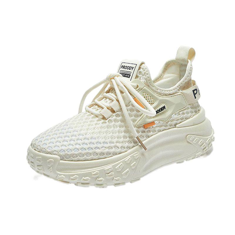 Stepping on shit feels transparent mesh sports shoes women's summer 2025 new thick soft sole thin women's shoes breathable mesh travel shoes