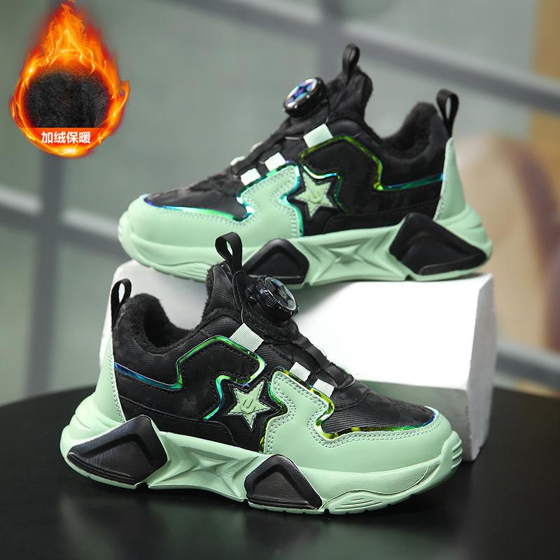 Children's Cotton Shoes Winter 2025 New Hair Middle and Old Children's Sports Shoes Tide Boys Fashion Velvet Warm Classmates Tide