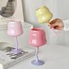 Aesthetic Twisted Crystal Glass Goblet, Pastel Pink Macaron Style High Stem Drink Cup for Juice, Milk & Beverages