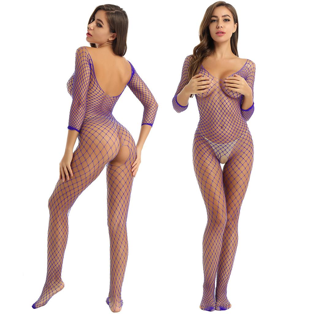Moteriškas apatinis trikotažas tinklinės viso kūno kojinės Vienos dalies kombinezonas Naktiniai pėdkelnės