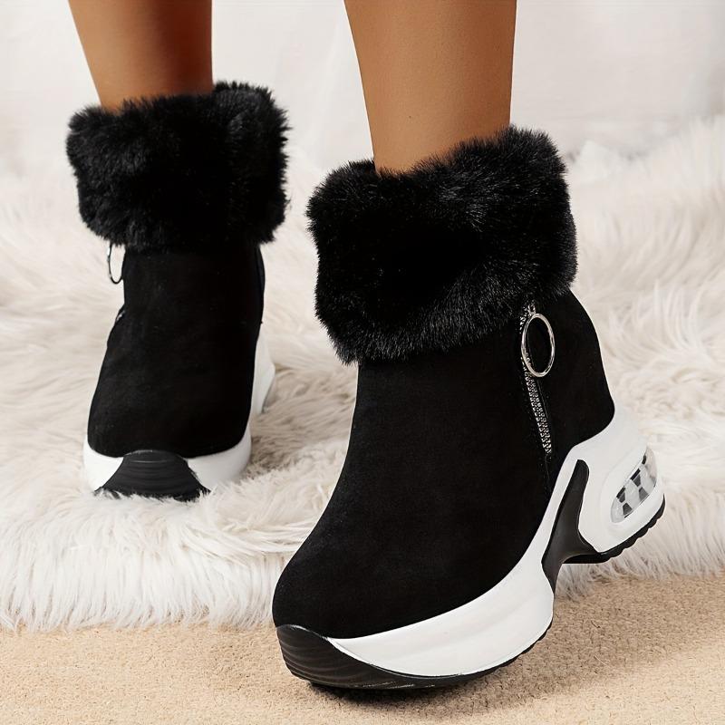 Winter New Ladies' Warm Sports Shoes Women's Casual Lining Plush Warm Side Zipper Thick-soled Fashion Ladies Ankle Boots