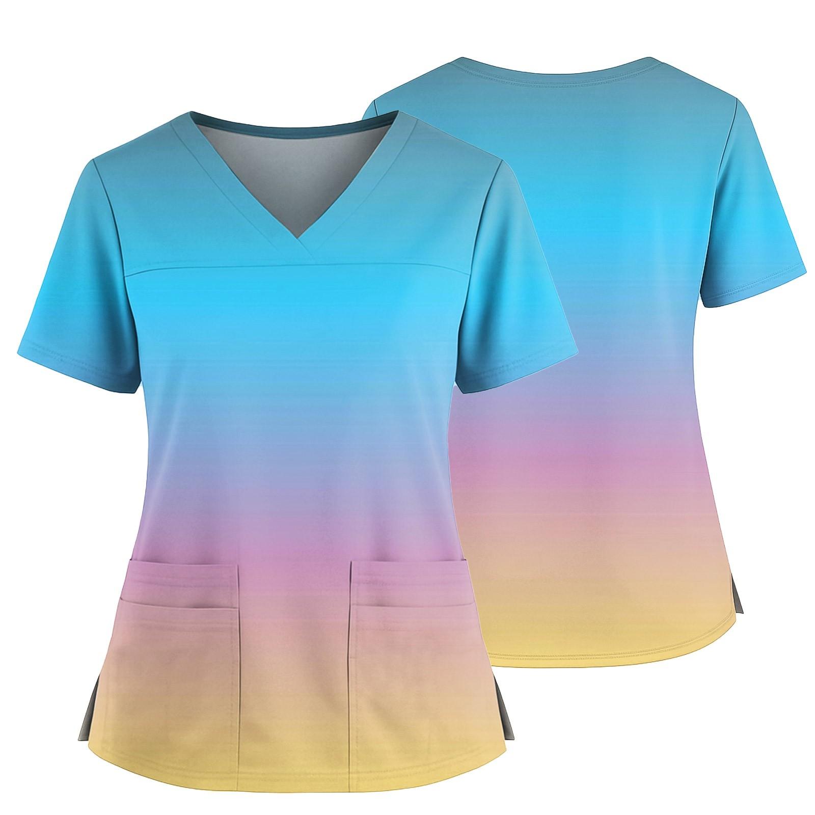 

Женский повседневный топ с принтом, V-образным вырезом, карманом, боковым разрезом и короткими рукавами XXXXL