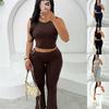 Women's Summer 2026 Sleeveless Crop Top & High Waist Bodycon Long Pants Set
