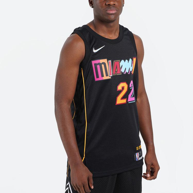 Nike NBA Miami Heat City Edition Jimmy Butler 22 Dri-FIT Swingman Jersey Black Men Streetwear DB4034-010