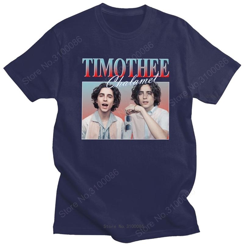 Cool Vintage Timothee Chalamet TShirt for Men Short Sleeve Streetwear 90s Aesthetic TV Tshirt Oneck Pure Cotton Tee Shirt Gift