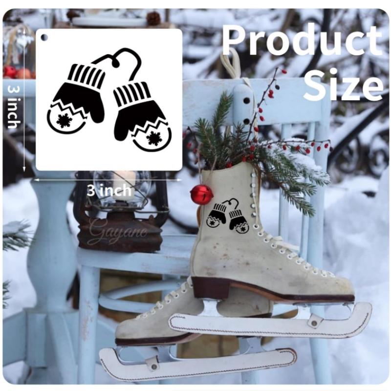 64 Parça Noel 3x3 İnç Yeniden Kullanılabilir Craft Şablonu Ahşap, Kumaş, Kağıt, Pencereler, Kendin Yap Süsler, Kartlar, Dekorasyonlar Üzerine Boyama İçin