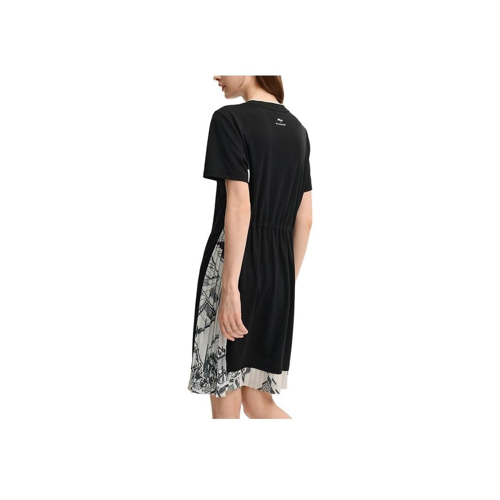 Fila X M.C. ESCHER Heritage SS25 Casual Pullover Crew Neck Comfortable Short Sleeve Dress Women Dresses Black F11W538307F-BK