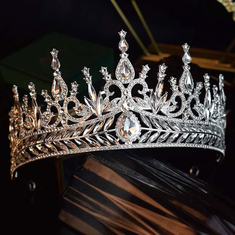European and American High End Semi Round Crowns Bride's Headwear Crystal Birthday Crowns Dinner Studio Hair Crowns and Fashion Show Accessories