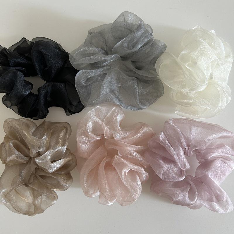 Eugen Yarn Large Intestine Hair Band Super Fairy Pearlescent Mesh Yarn Headband Temperament Ponytail Flower Hair Accessories