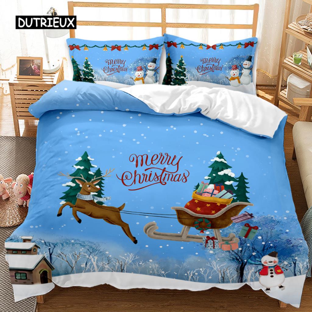 Christmas Duvet Cover Set Christmas Gift Bunny Candle Christmas Theme Bedding Set Double Queen King Size Polyester Quilt Cover