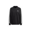 Three Stripes Logo Print Loose Fit Crew Neck Sweatshirt Women Sweatshirt Black IC8766