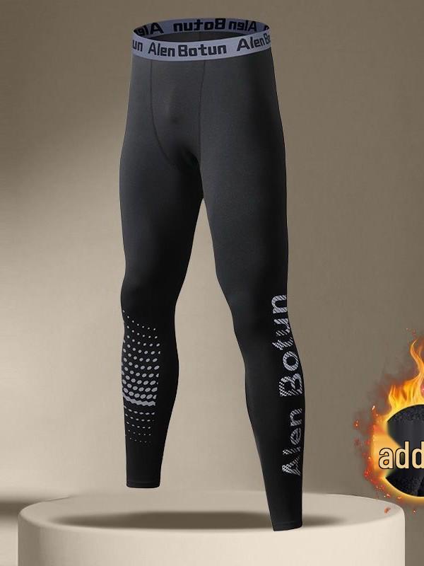 Men's Fleece-Lined Winter Leggings: Warm, High-Elastic Sports Tights for Running, Basketball, Yoga, and Fitness.