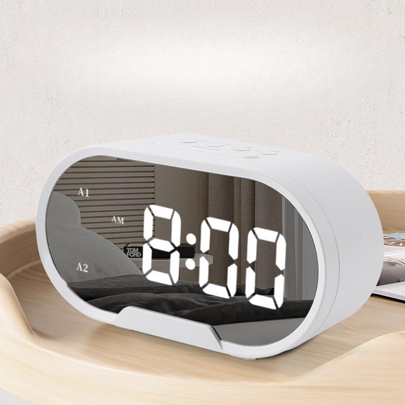 New LED Mirror Alarm Clock Simple Large Screen Digital Clock Student Wake Up Artifact Desktop Electronic Clock