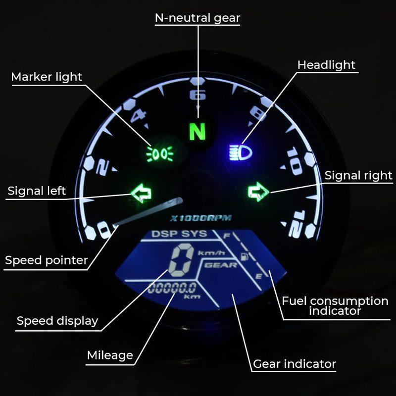 1 Pcs Lcd Digital Motorcycle Speedometer Dc 12V Brand New High Quality Durable Waterproof Anti-Vibration Mechanical Instrument