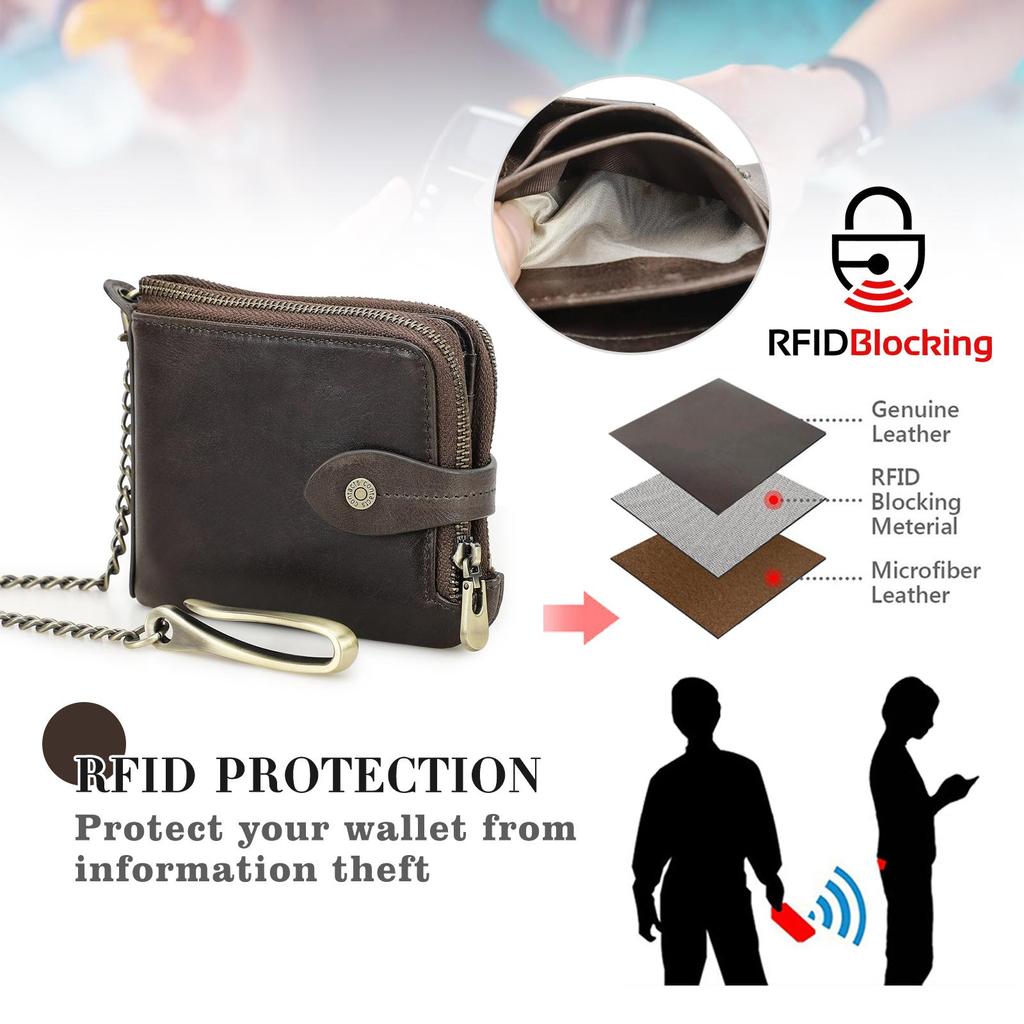 CONTACT'S Genuine Leather Fashion Small Trifold Wallet for Men  RFID Card Holder Travel Credit Card Purse Wallets for Men Birthday Gifts 2025