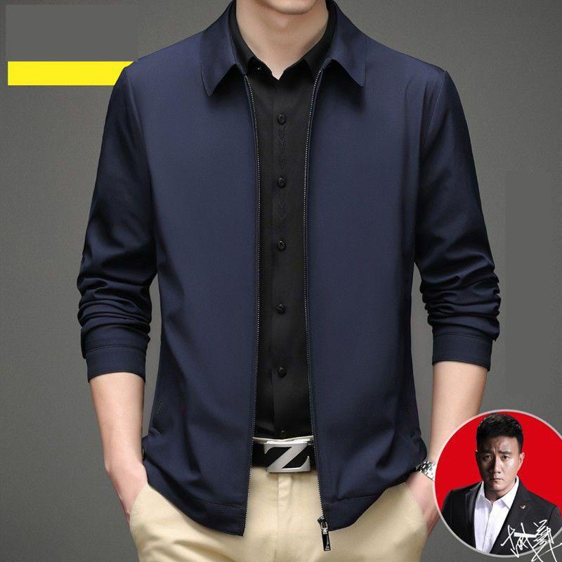 Men's Mid-Aged Full Fleece Jacket - Spring/Autumn Lapel Button Outerwear, Dad's Style Top, Grandpa's Clothing.