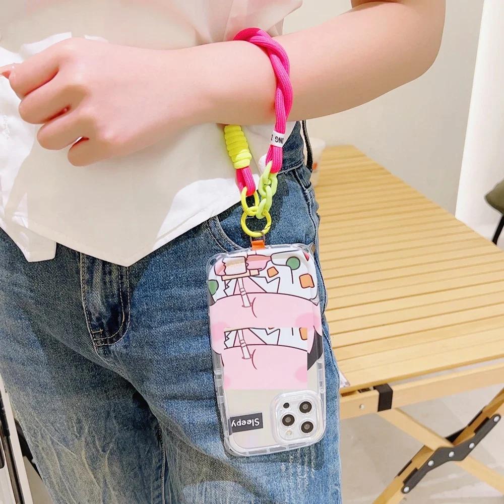 Braided Short Phone Lanyard Outdoor Universal Case Keychain Crossbody Card Hand Cord Clip Rope Anti-lost Wrist Strap Charm Chain