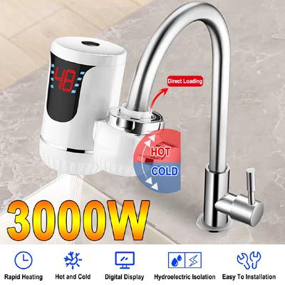 Electric Water Heaters LED Digital Display Kitchen Faucet Tankless Heating Kitchen Tap EU Plug Household 3000W 220V