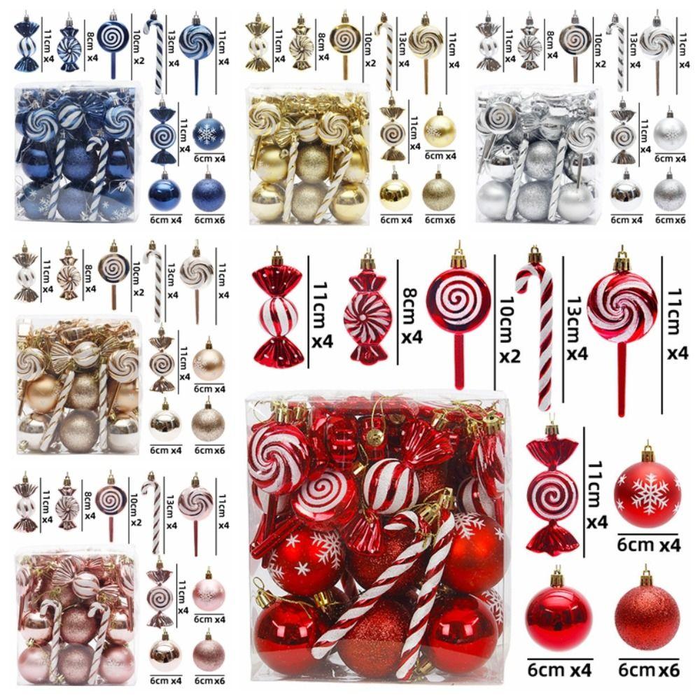 36PCS Electroplated Candy Cane Ornaments Shatterproof Lollipop Hanging Balls  Party Favors