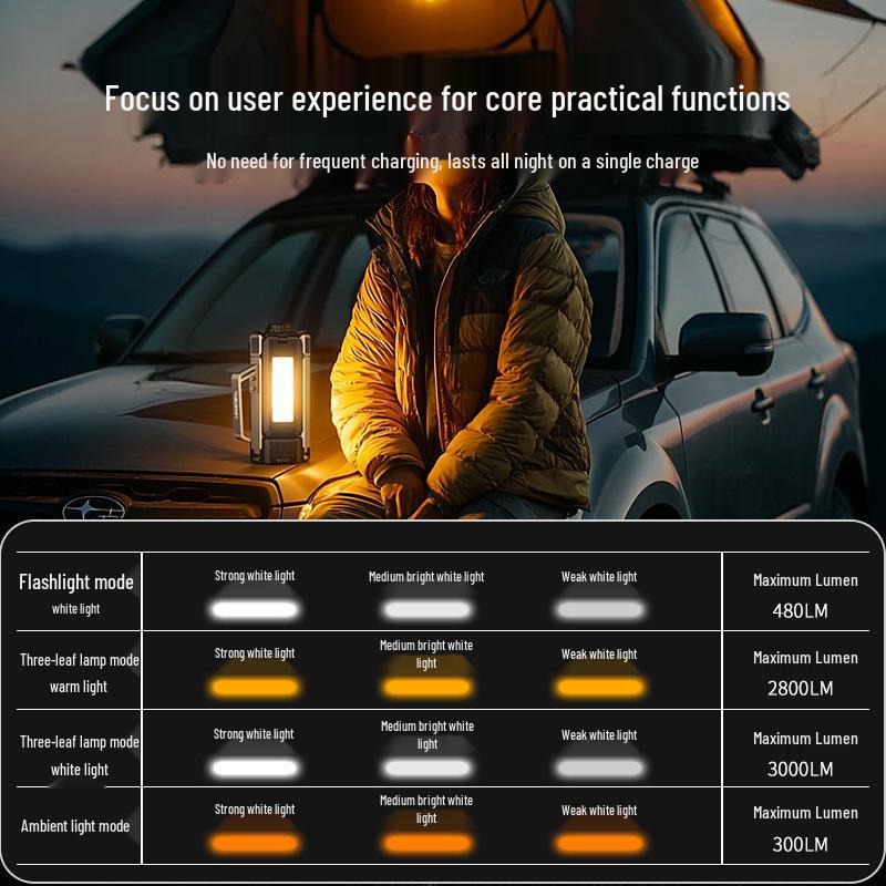 Retractable 3000 Lumens Folding Camping Lantern with Stand and Atmosphere Lighting
