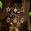 3D Christmas Window Lights Warm White Snowflake Santa Snowman Star Lamp Window Hanging Decor Light for Bedroom Window Wall Door