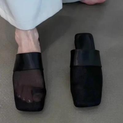 2025 New Mesh Breathable Comfortable Toe Baohead Slippers Women's Casual Versatile Square Toe Low Heel Sandals