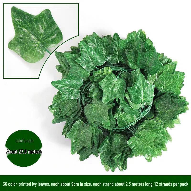 Artificial Rattan Vines for Pipe and Ceiling Decoration - Fake Green Leaves