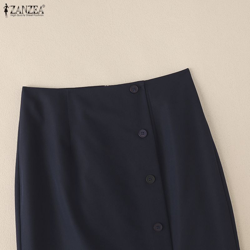 ZANZEA Gonne a matita casual da donna estive a tinta unita slim