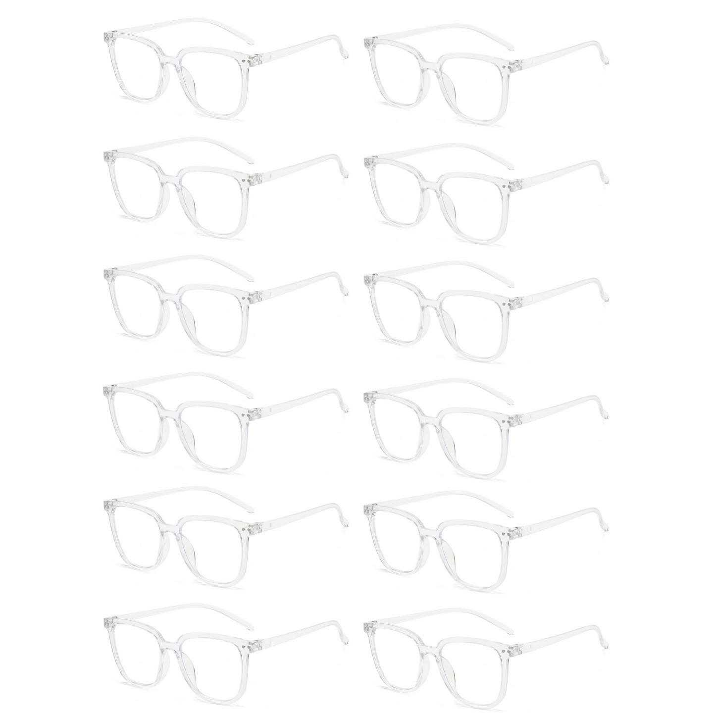 12pcs Anti-radiation Eyeglasses Transparent Square Men and Women Blue light Glasses