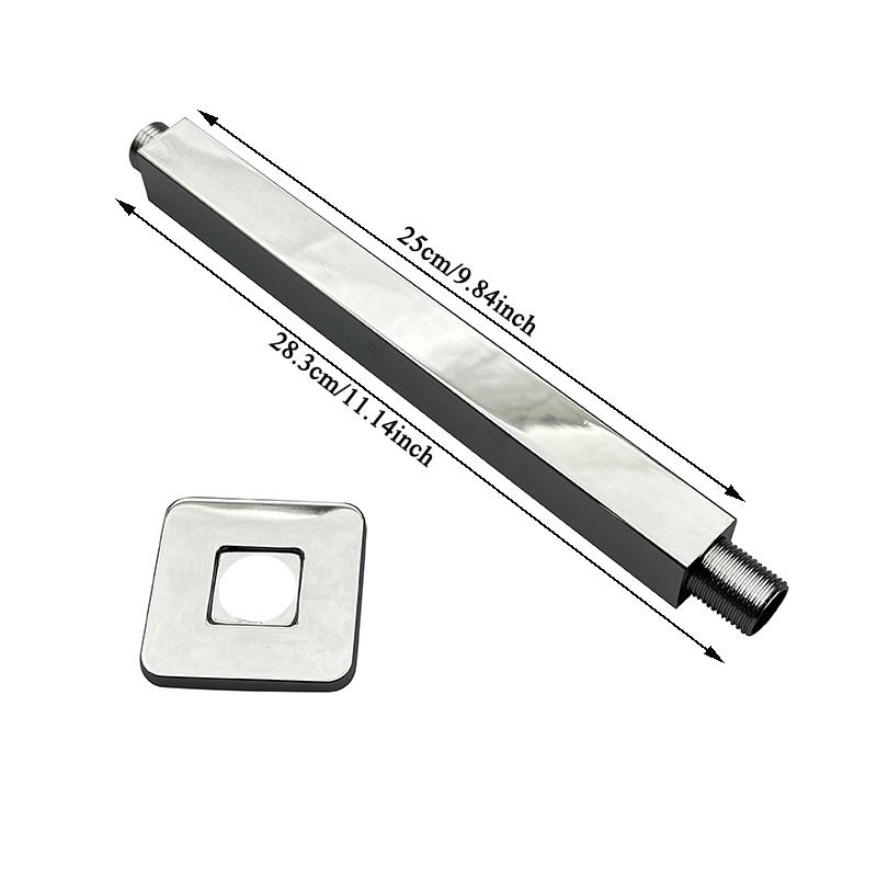 Bourdillat Ceiling Mounted Shower Arm, Rain Shower Head Square Extension Arm Stainless Steel Ceiling Mount Shower Extender