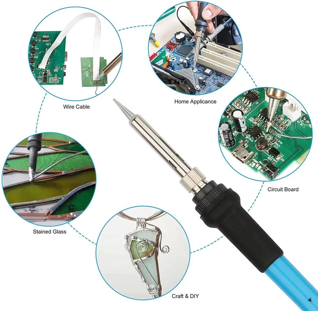 7-teiliges 220V 60W Elektrisches Lötkolben-Set  Elektrisches Lötkolben-Set Mit Einstellbarer Temperatur Schweiß-  Reparaturwerkzeug